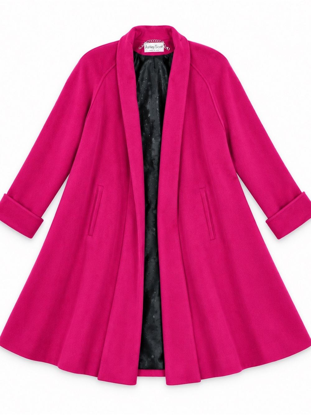 Vintage Ashley Scott Hot Pink Swing Coat – Made in USA